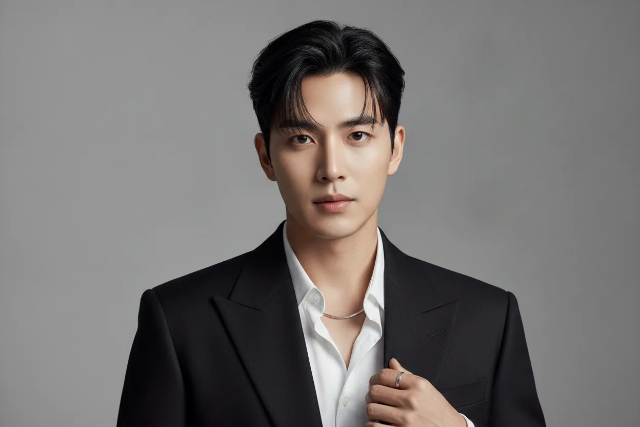 Ahn Hyo-seop inspired formal hairstyle and minimal accessories