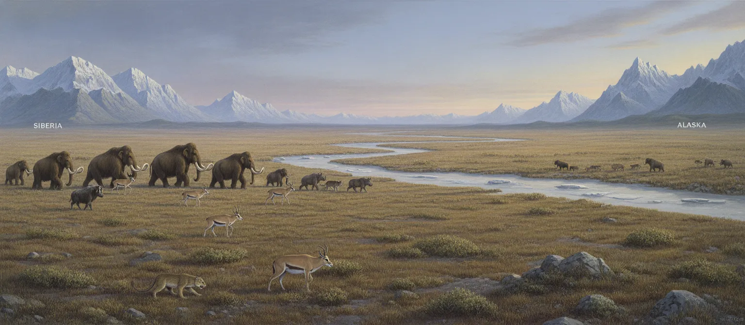 Ice Age land bridge connecting Siberia and Alaska