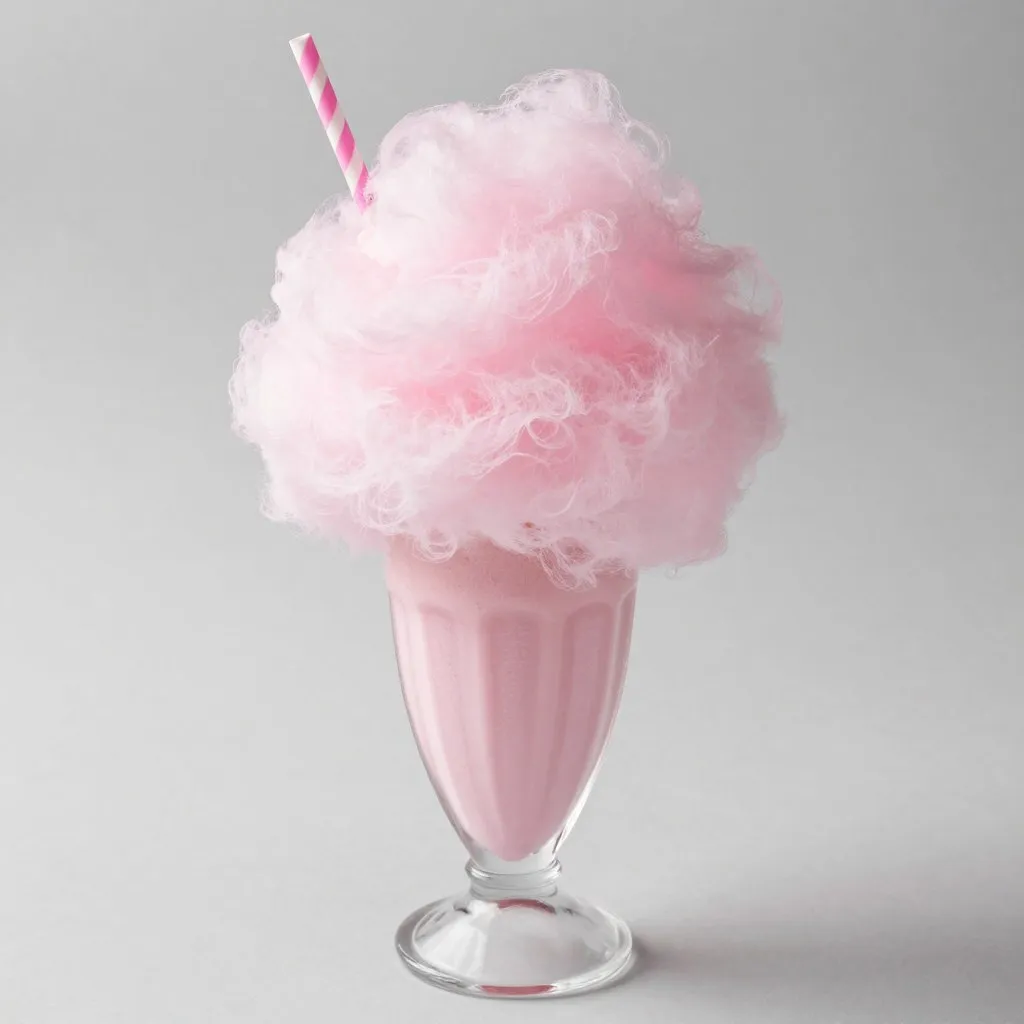 Pastel Barbie-inspired shake with pink cotton candy and ice cream