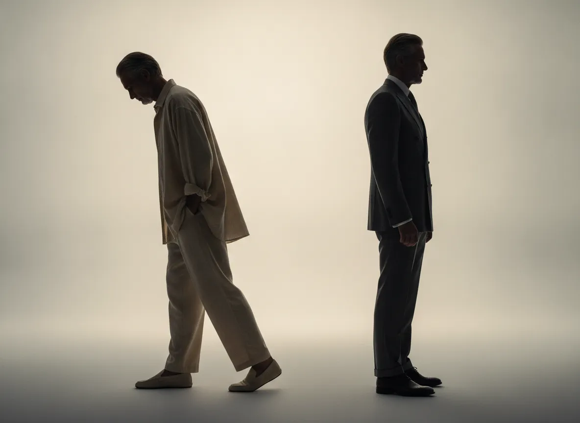Relaxed and classic menswear styles representing Brad Pitt and George Clooney