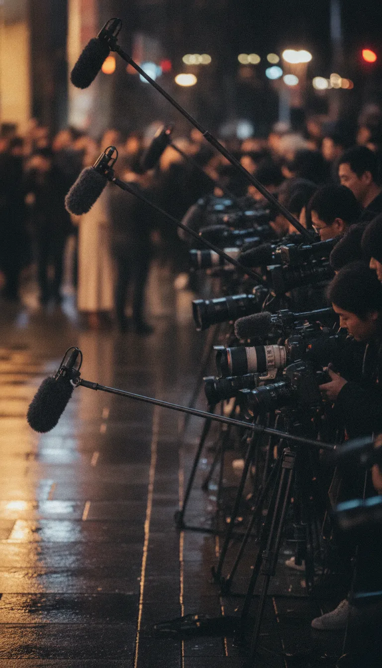 Celebrity news camera and film premiere representing public visibility for Brad Pitt and George Clooney
