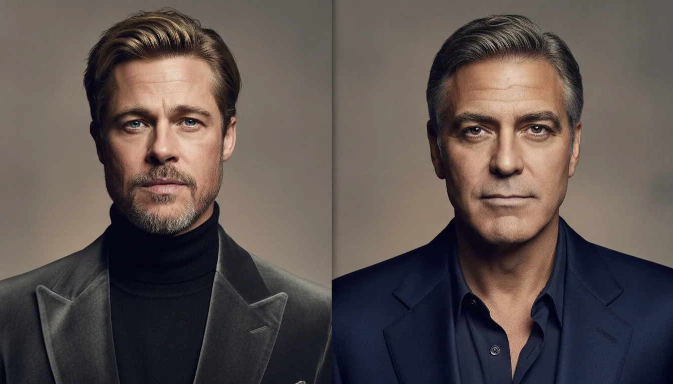 Who aged better, Brad Pitt or George Clooney in a balanced portrait comparison