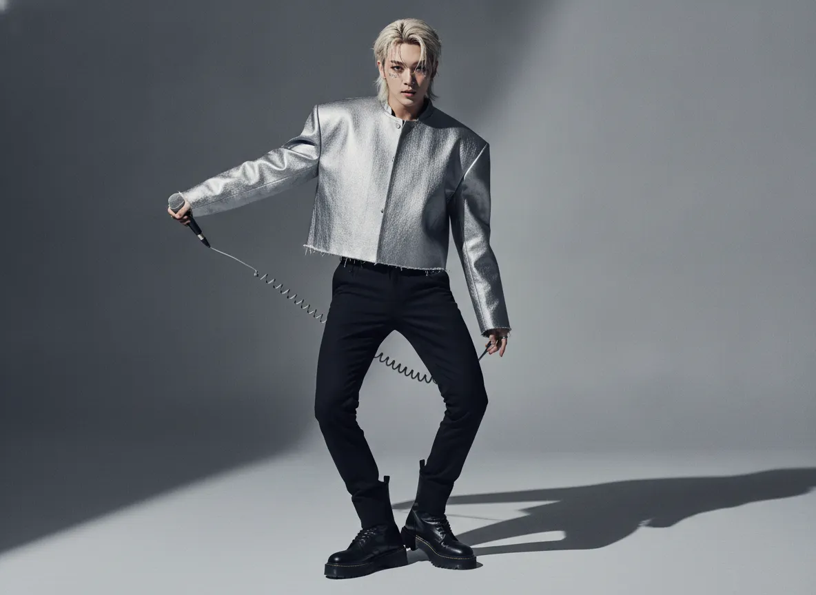 Hyun Suk oversized jacket and narrow trousers
