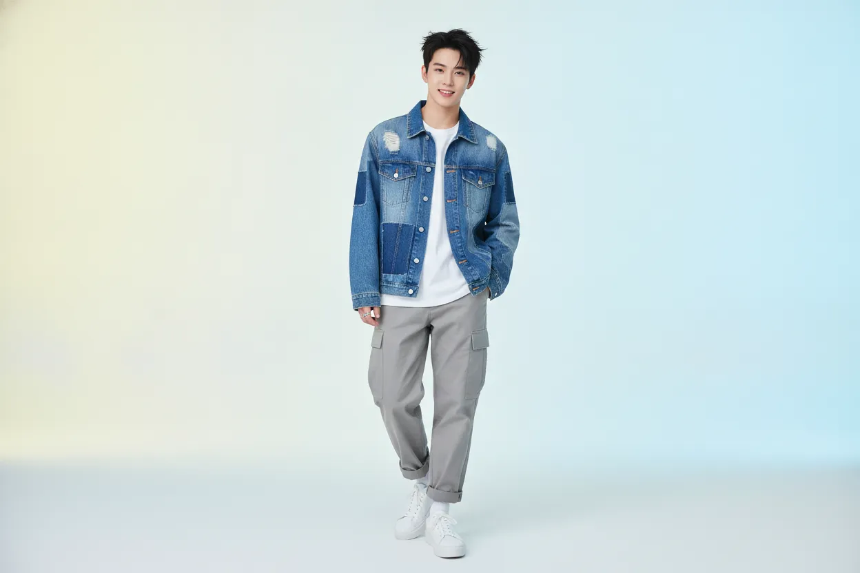 Hyun Suk early TREASURE inspired denim outfit