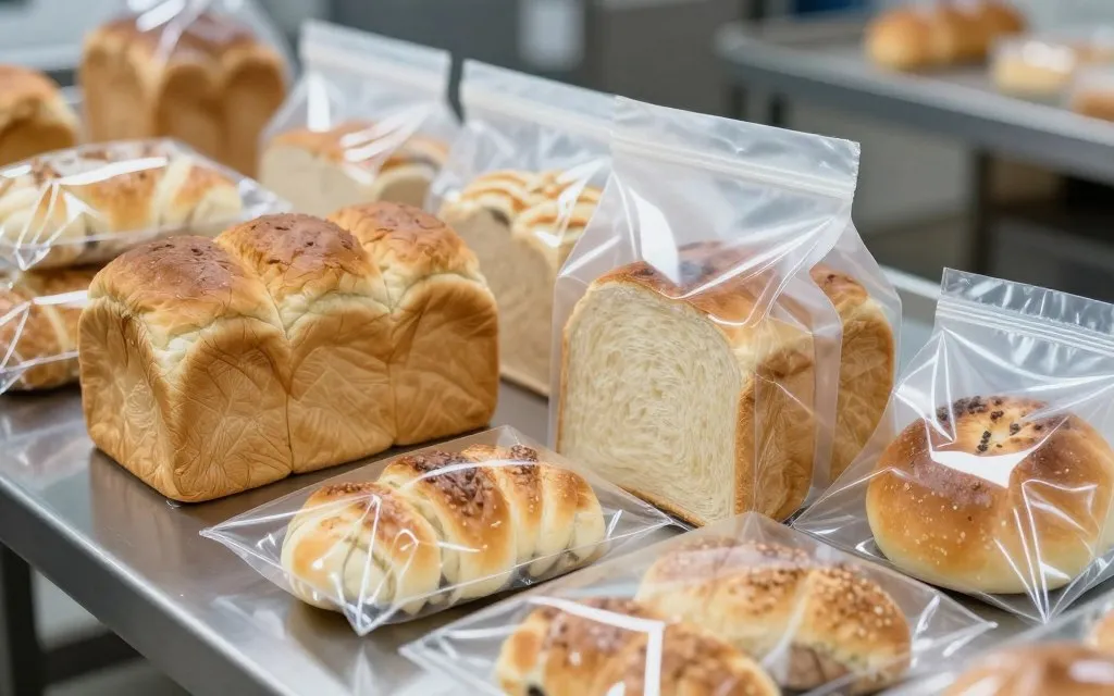 Fresh bakery products sealed in antimicrobial packaging materials