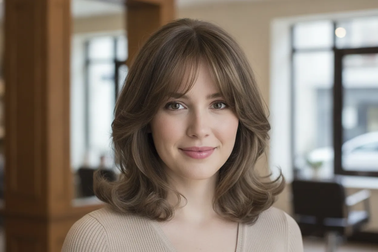 Curtain bangs with flipped ends