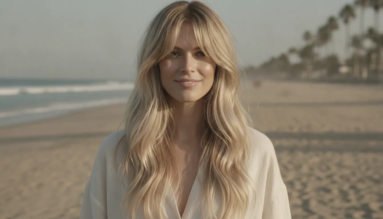 Curtain bangs with long beachy layers