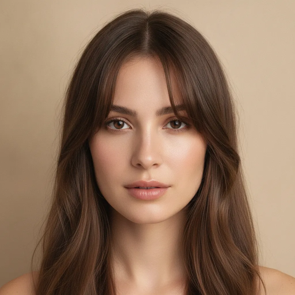 Minimal curtain bangs with smooth natural hair