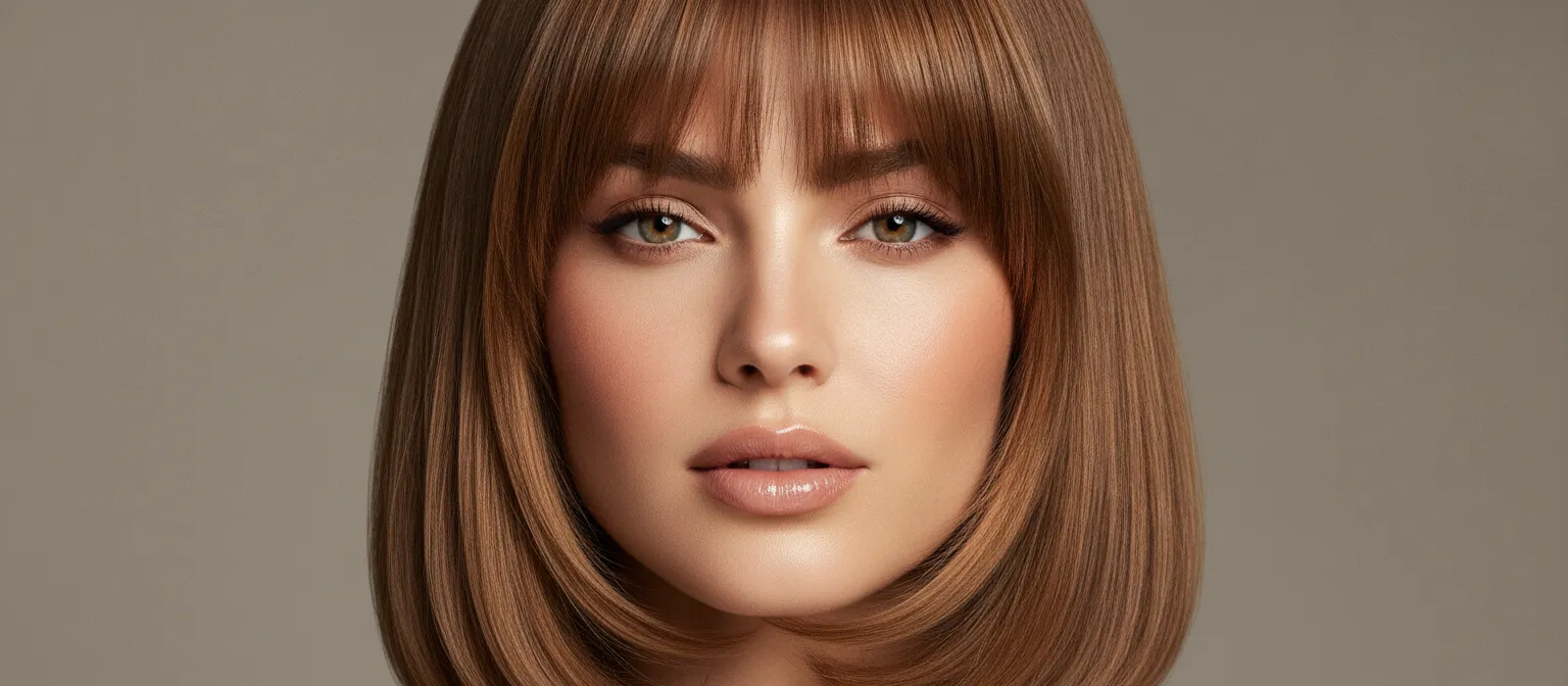 Curtain bangs with a polished salon finish