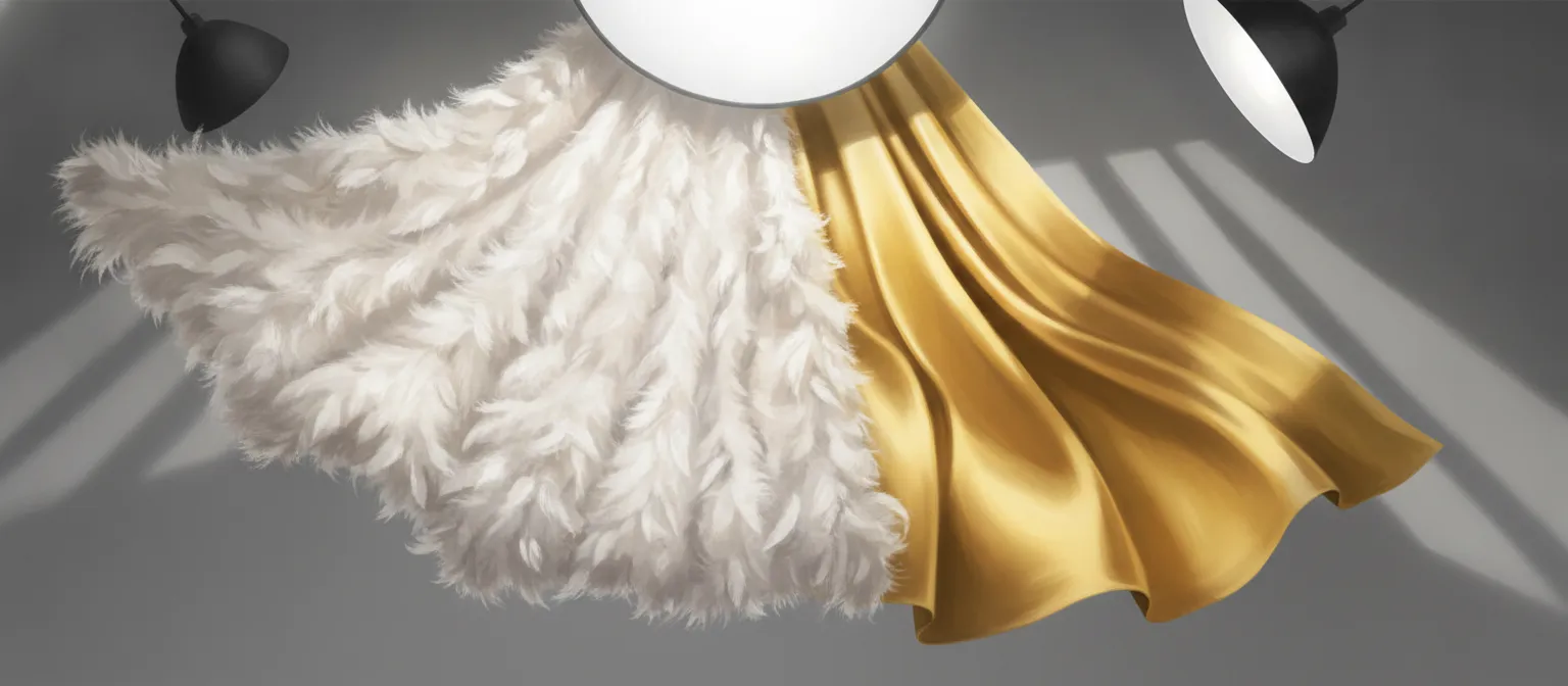 Feathered veil texture from a dramatic yellow fashion look