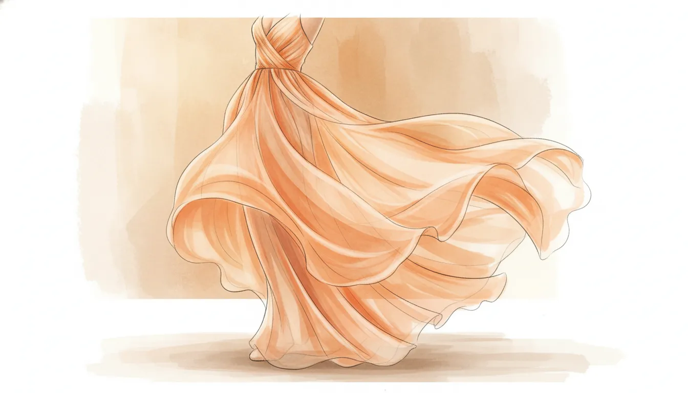 Orange organza evening gown inspired by contemporary editorial fashion
