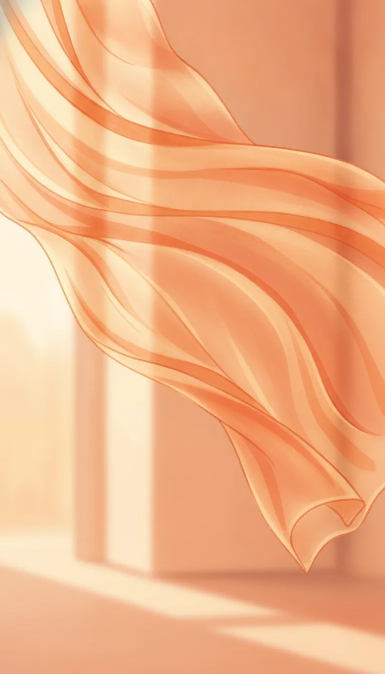 Vertical fashion composition showing sheer orange gown movement