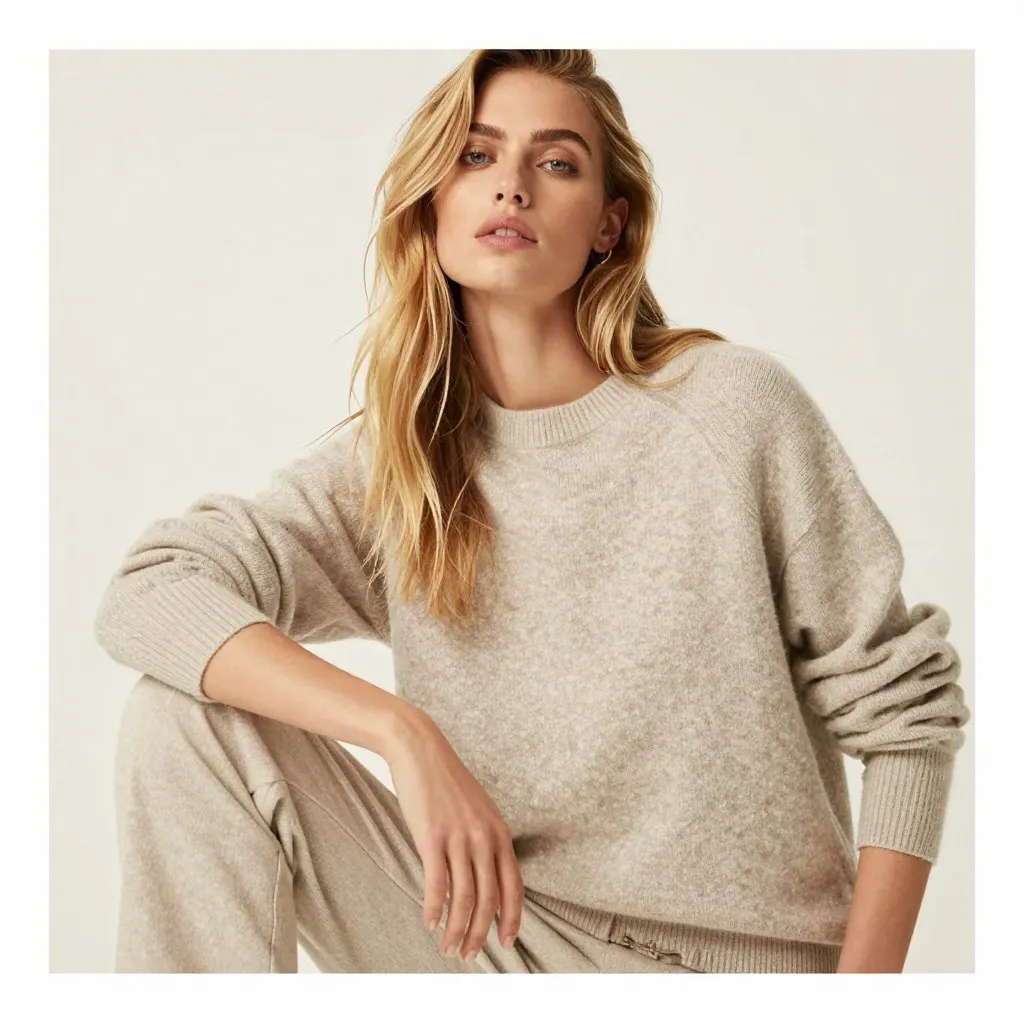 Gigi Hadid relaxed fashion portrait from a cashmere photoshoot