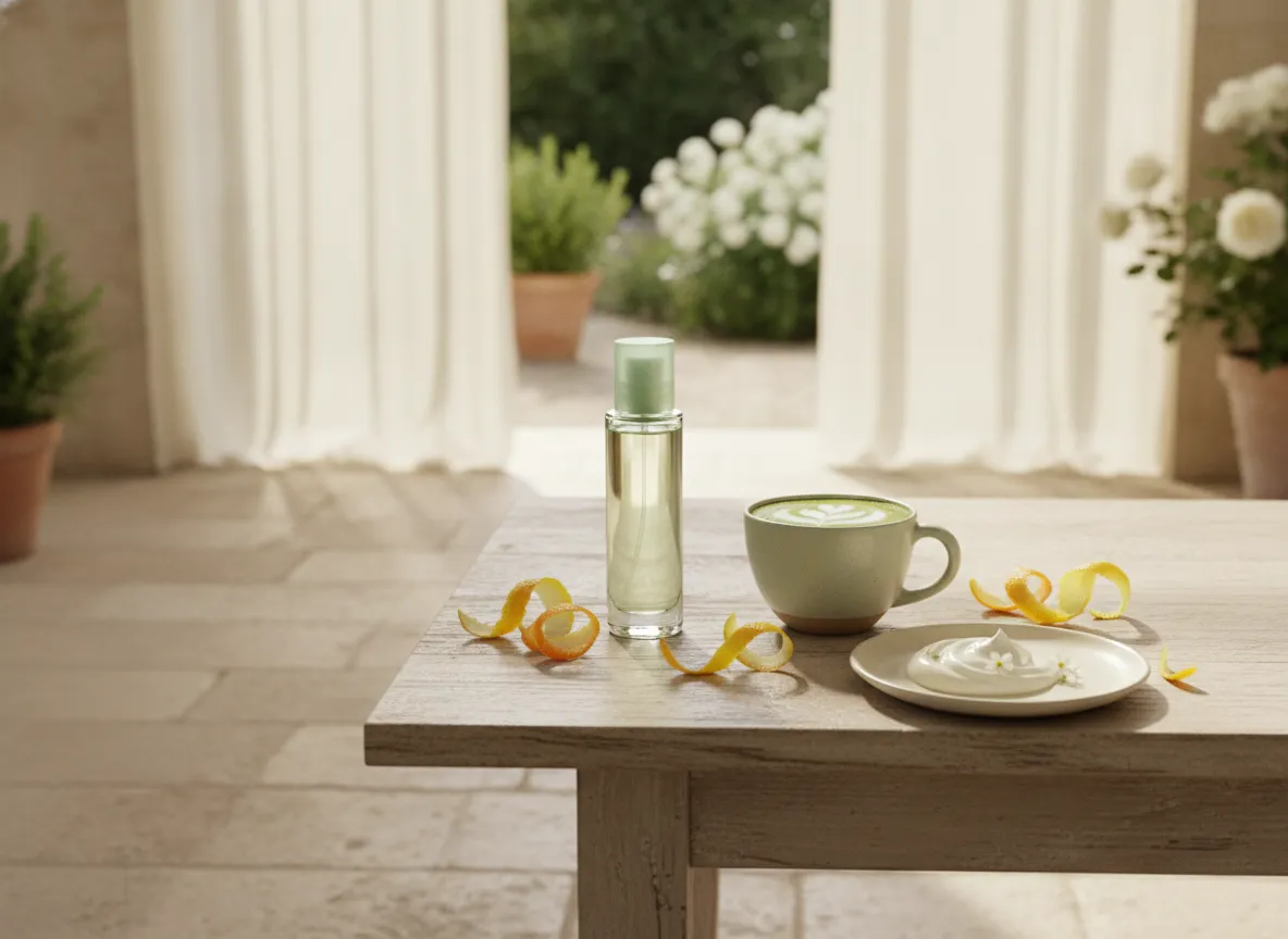 Un Été Obvious perfume with matcha, citrus, vanilla, and summer styling