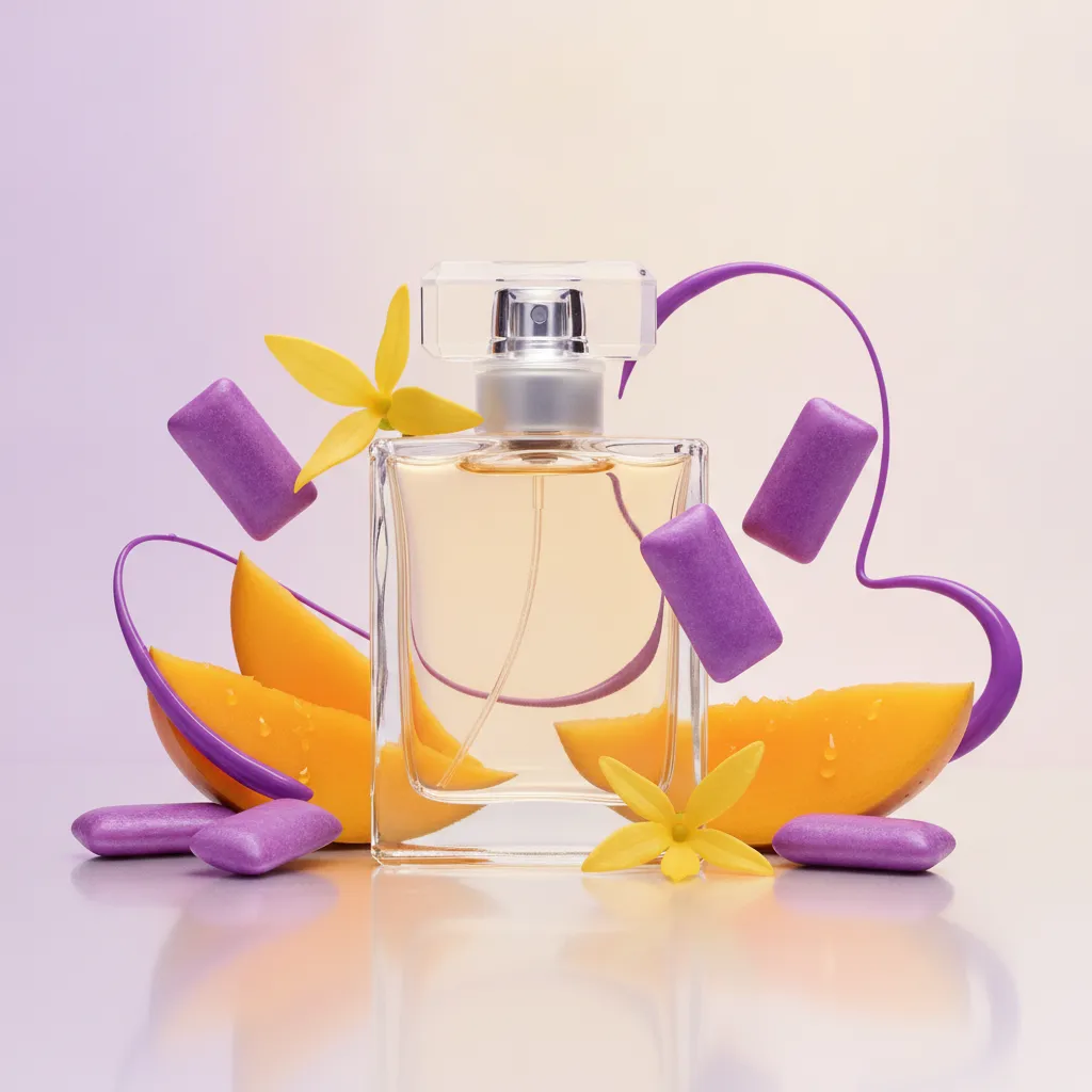 BlondPurple Perroy perfume with blackcurrant gum, mango, and ylang-ylang