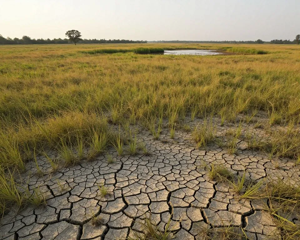 Drought-stressed landscape showing climate impacts on ecosystems
