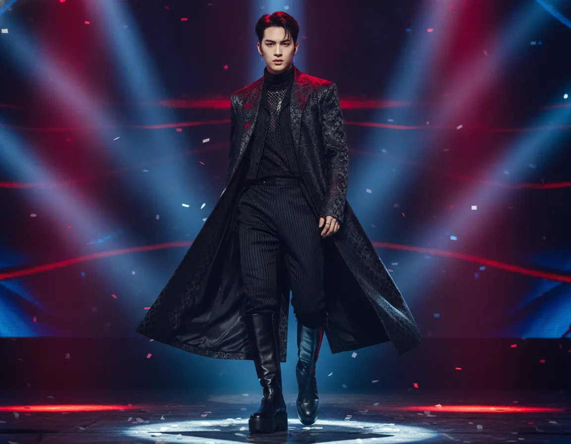 Jay in a dramatic ENHYPEN stage fashion concept