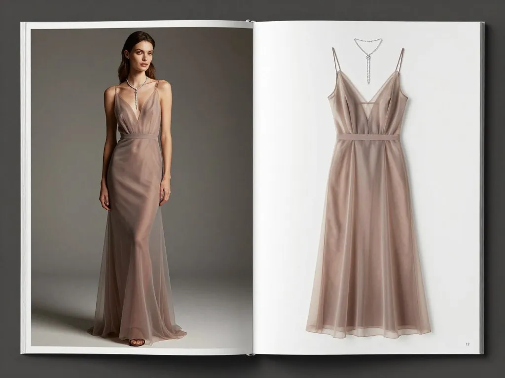 Editorial inspired transparent evening dress with necklace styling