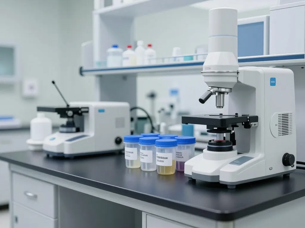 Fertility clinic laboratory equipment and sperm sample storage