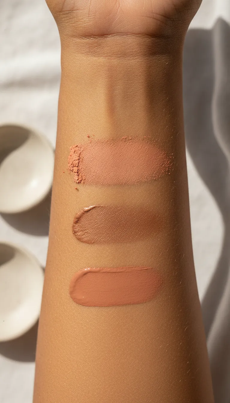 Warm peach and bronze shades for golden undertones
