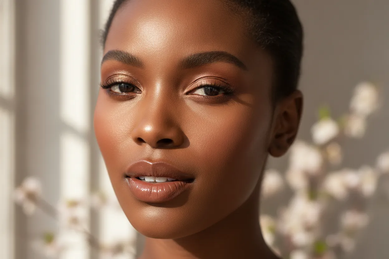 Everyday spring makeup adapted for deeper skin tones