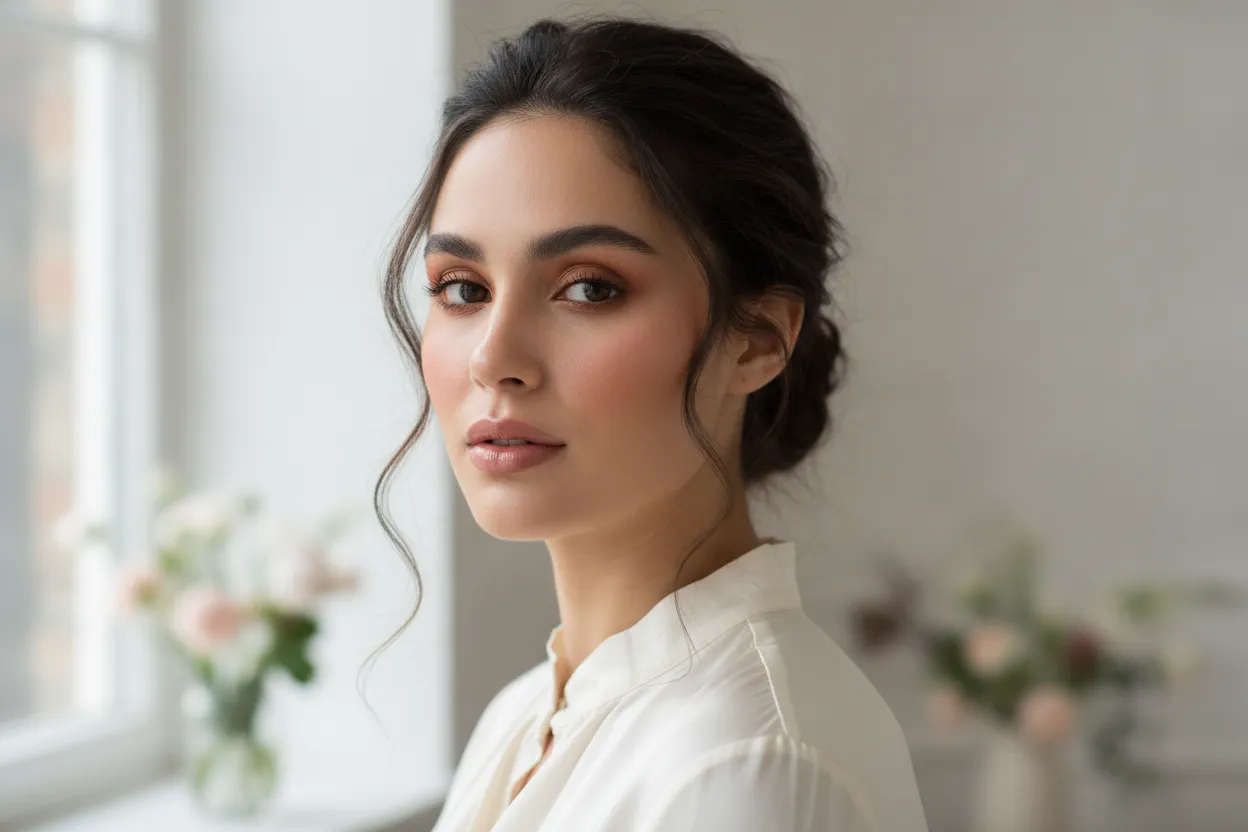 Soft spring makeup adapted for medium skin tones