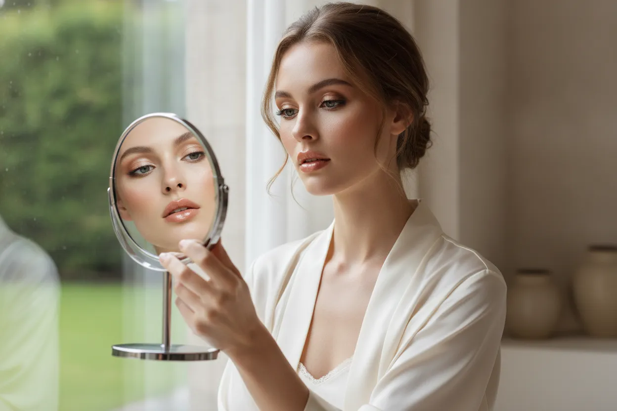 Natural light check for a polished spring makeup look