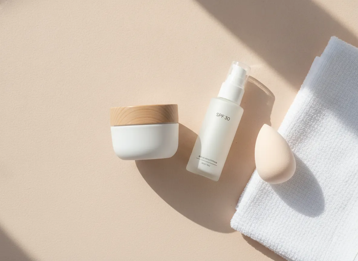 Sunscreen and moisturizer used before spring makeup