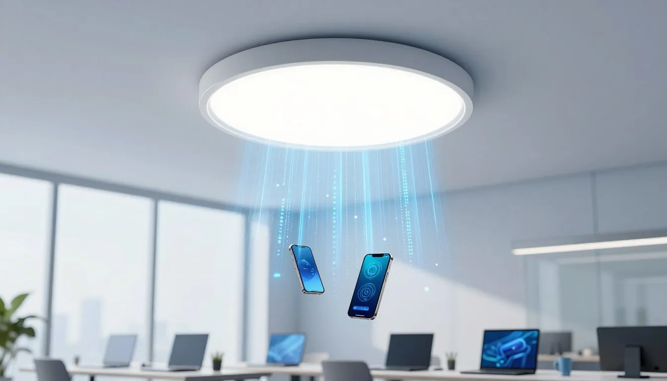 Li-Fi LED lamp transmitting wireless data