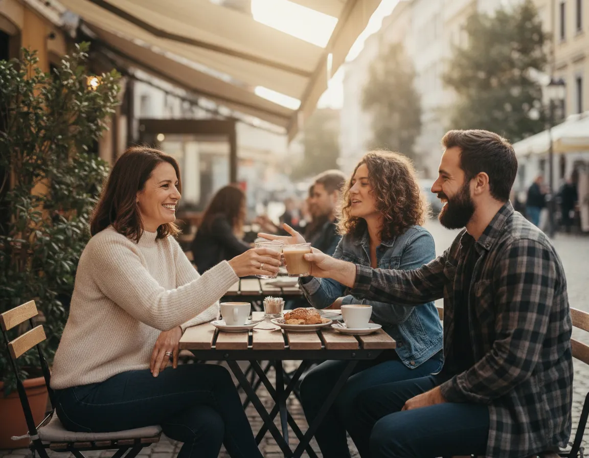 Woman meeting friends independently while dating