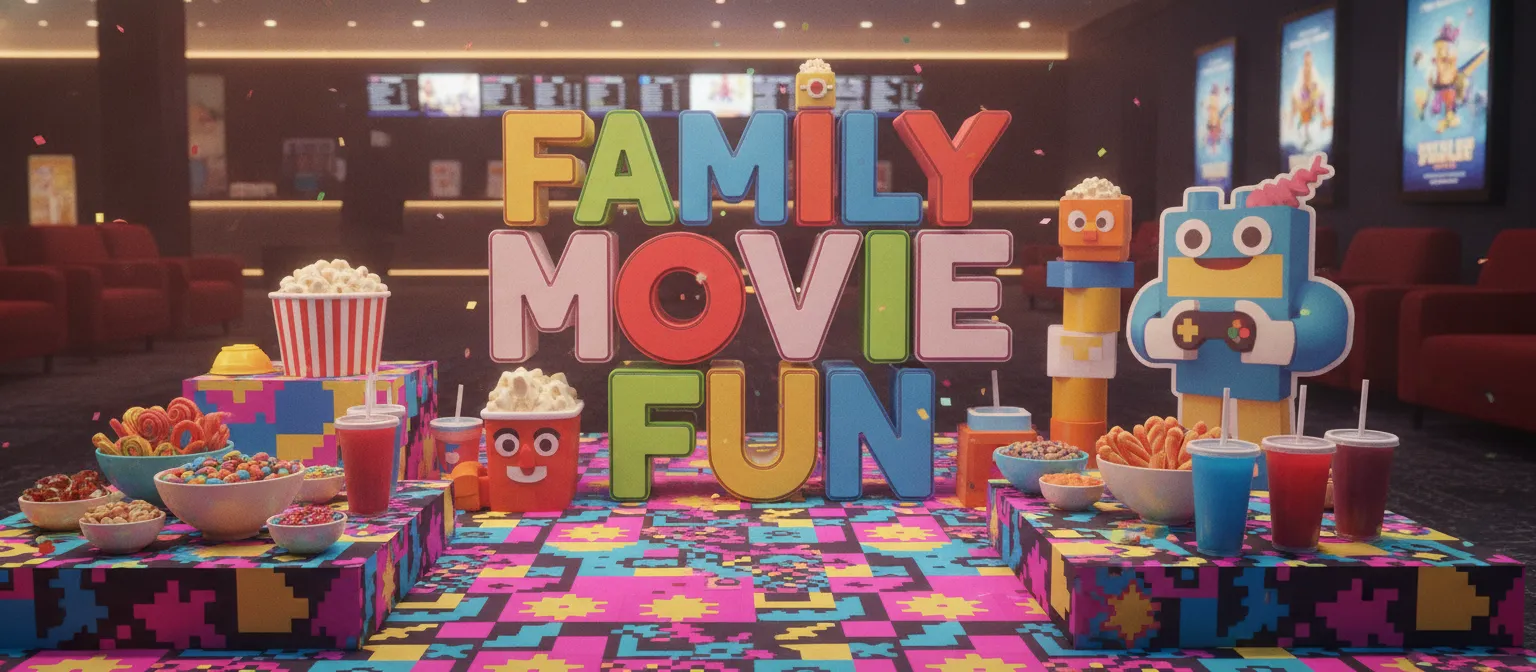 Colorful promotional display for a cubic fantasy adventure movie