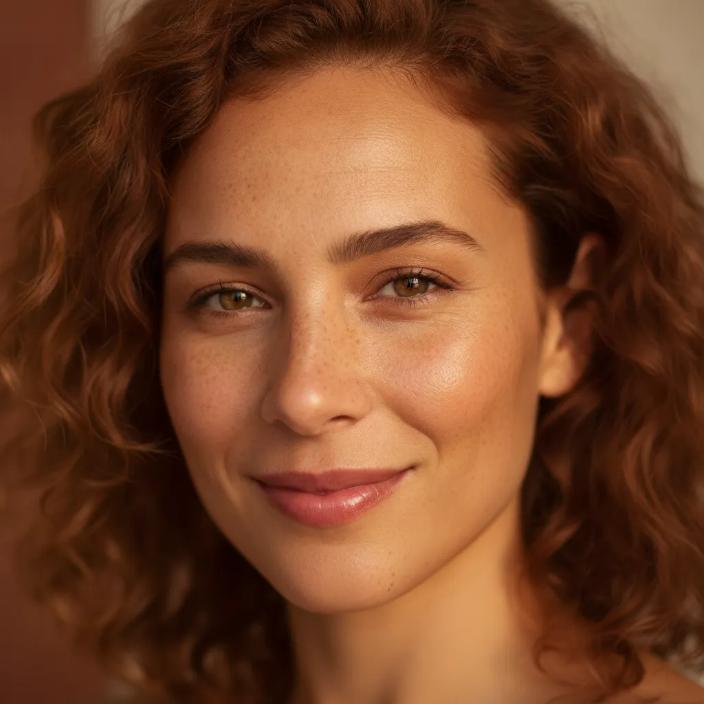 Close view of realistic skin texture and freckles