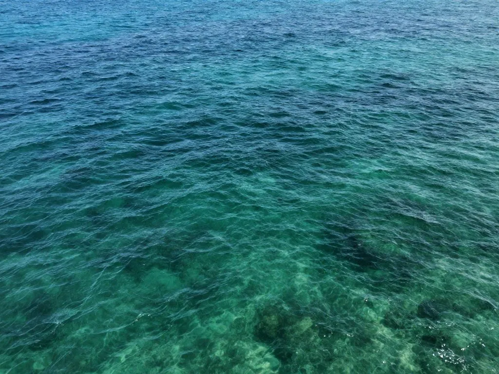 Blue and green ocean surface near the equator