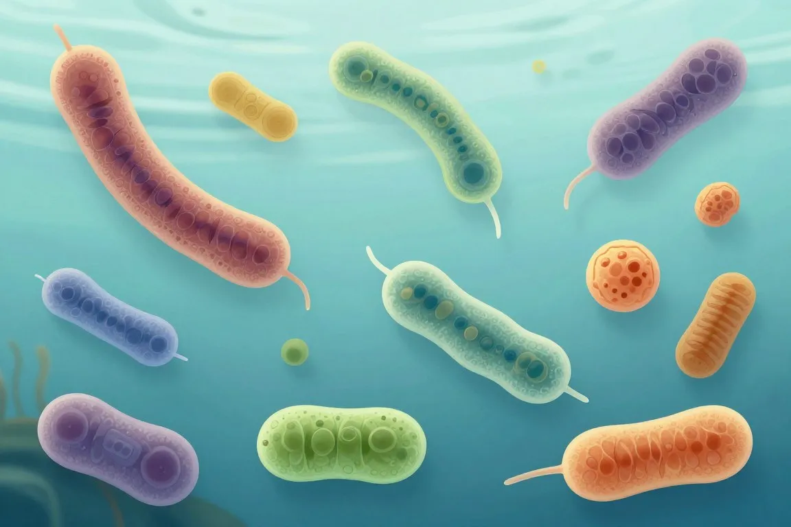 Microscopic phytoplankton forming the base of the ocean food web