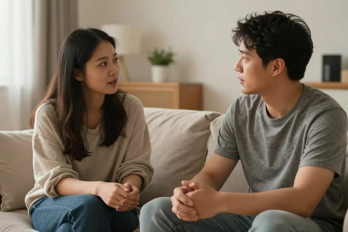 Couple discussing comfort and consent before sexual activity