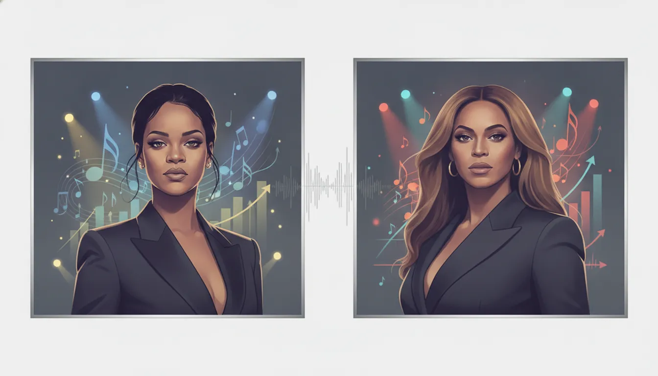 Rihanna vs Beyoncé: who actually makes more money shown in a neutral split portrait