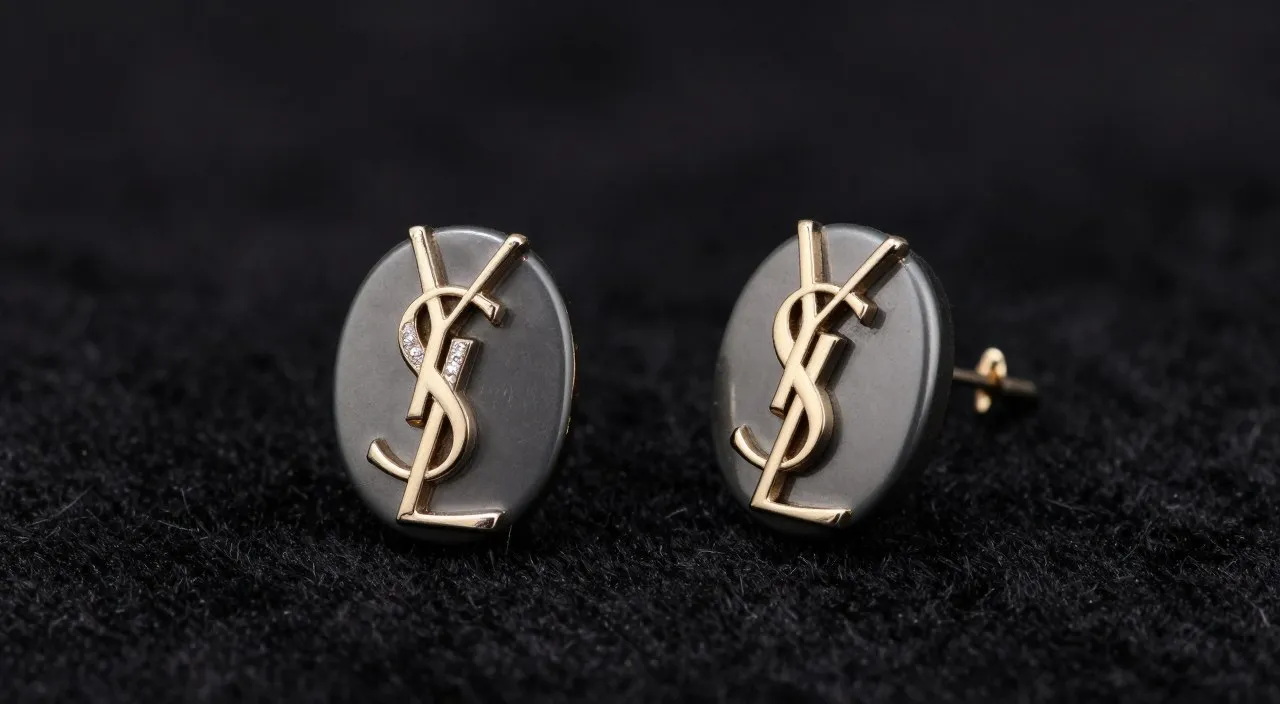 Saint Laurent stud earring grey gold with diamonds