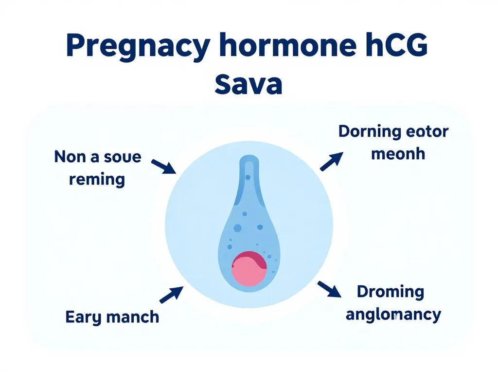Diagram showing pregnancy hormone hCG moving into saliva