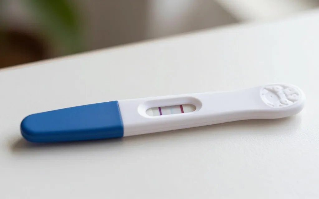 Saliva pregnancy test result window with simple timing guide