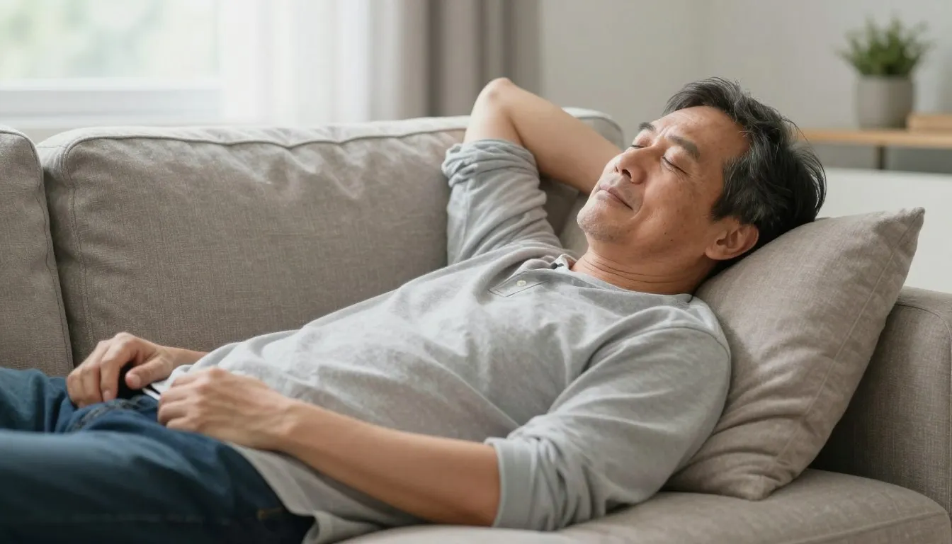 Short naps and brain health shown by an adult resting in afternoon light