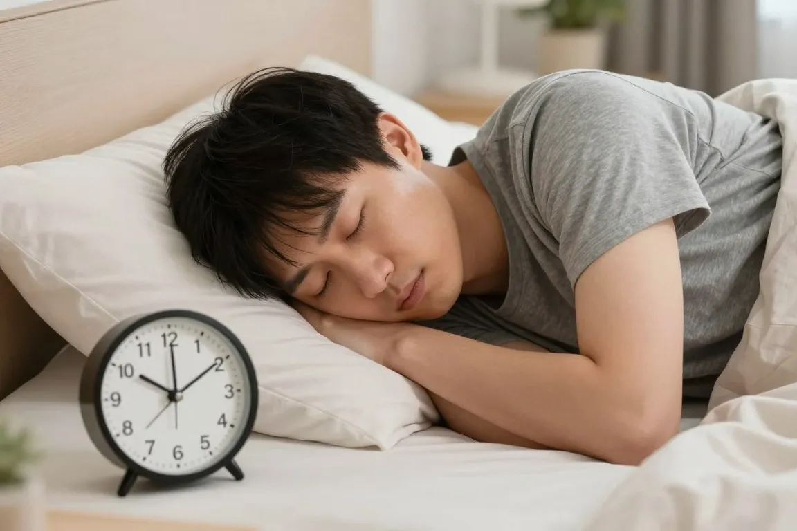 Adult taking a 30 minute afternoon nap in a quiet bedroom