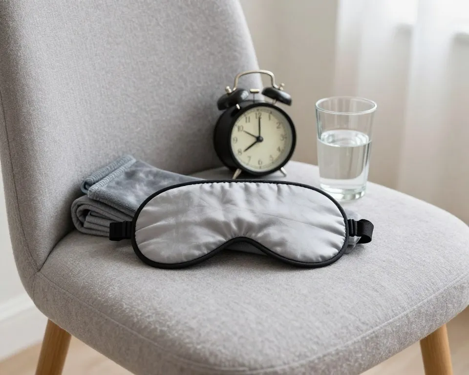 Quiet afternoon nap routine with an alarm and comfortable eye mask