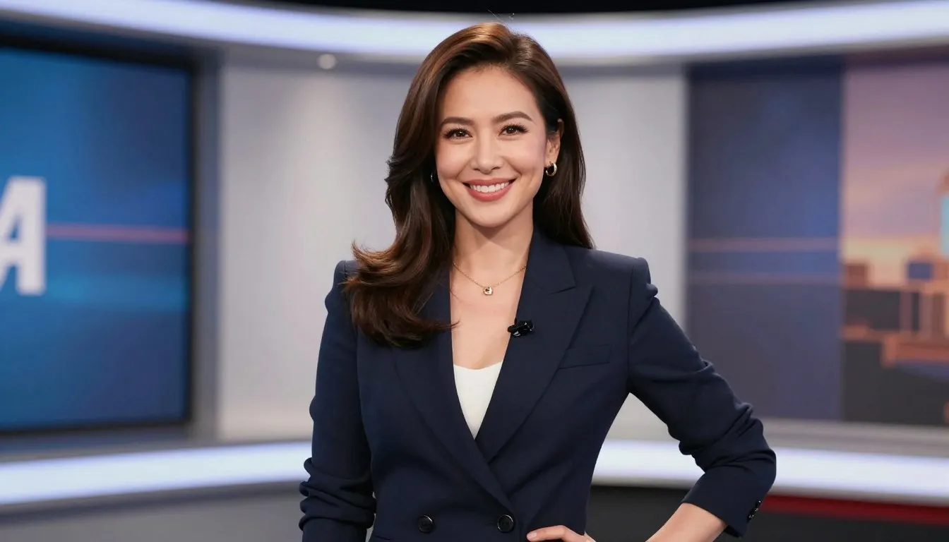 Sofia Vergara inspired television studio fashion portrait