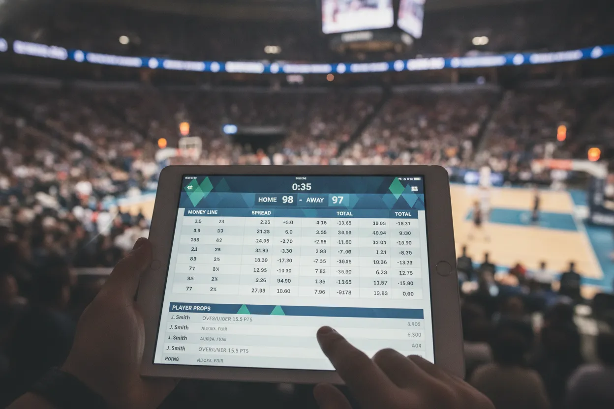 Phone showing generic live betting markets