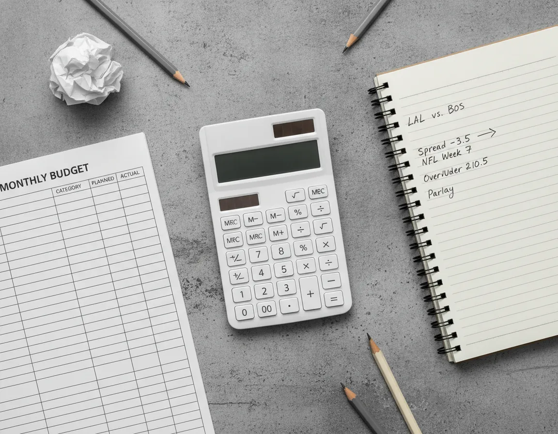 Calculator beside sports betting notes