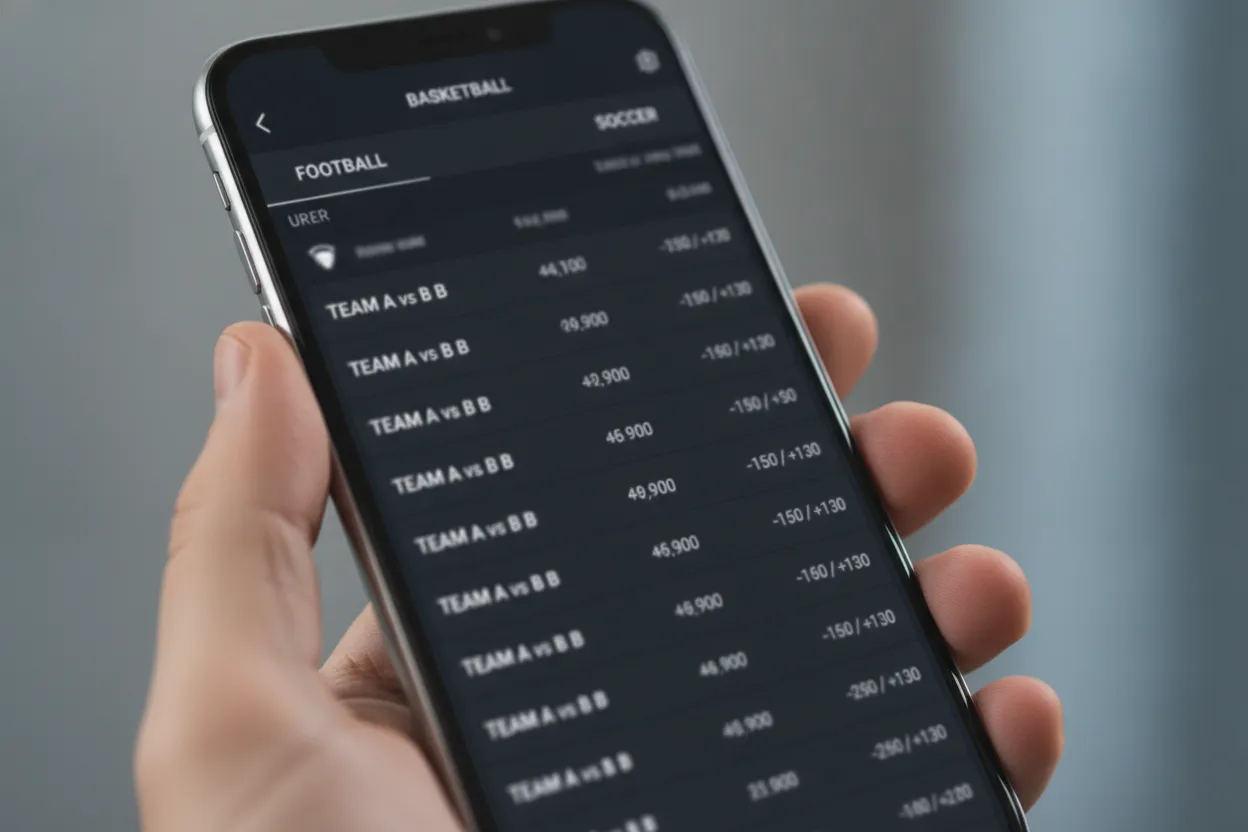 Generic sportsbook app interface on a phone