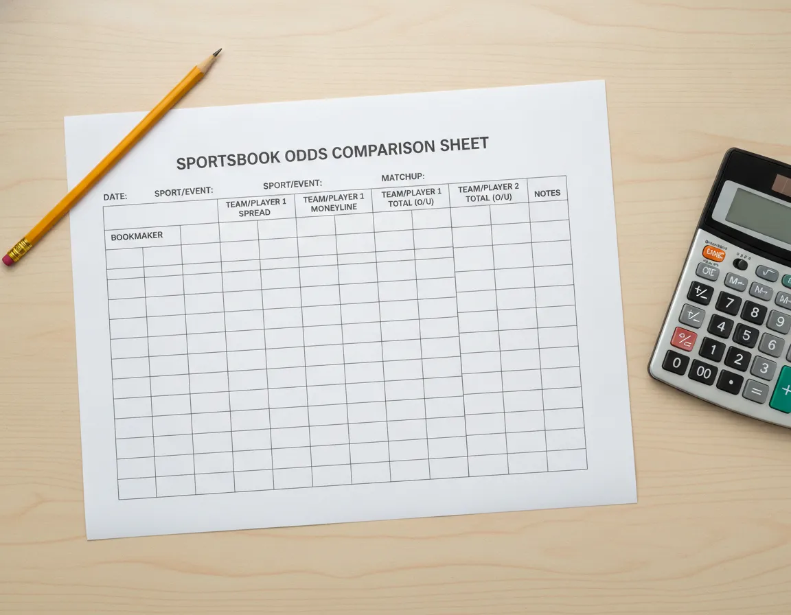 Blank worksheet for comparing sportsbook odds