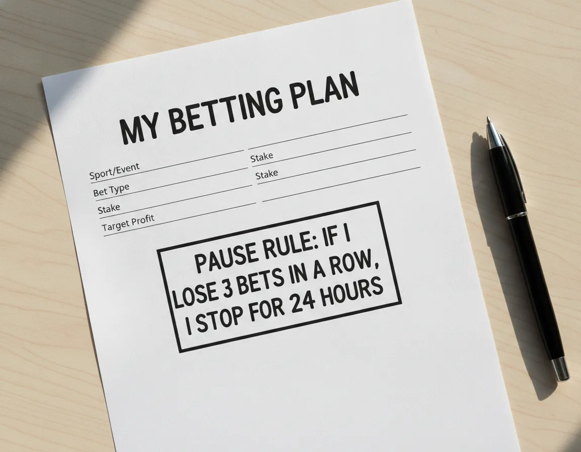 Paper showing a plan to pause betting after losses