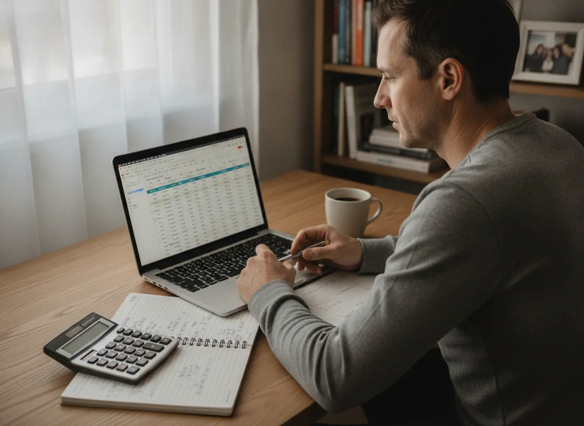 Person reviewing sports betting numbers at home