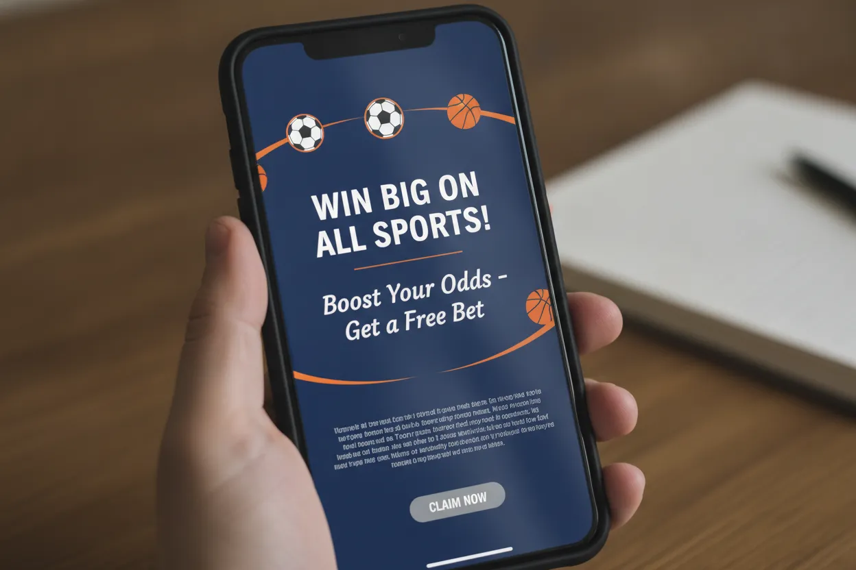 Generic sports betting app with promotion notice